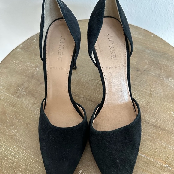 J Crew Elsie D'Orsay Suede Black High Heels Size 8 - Picture 5 of 13